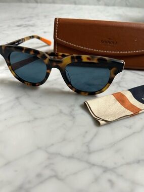 Shinola Tortoiseshell Sunglasses with Blue Lenses